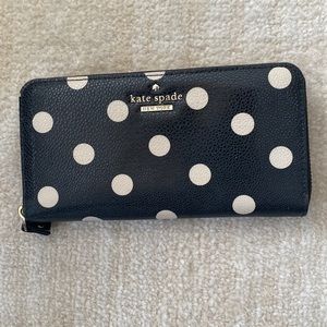 Kate spade black and white polka dot wallet